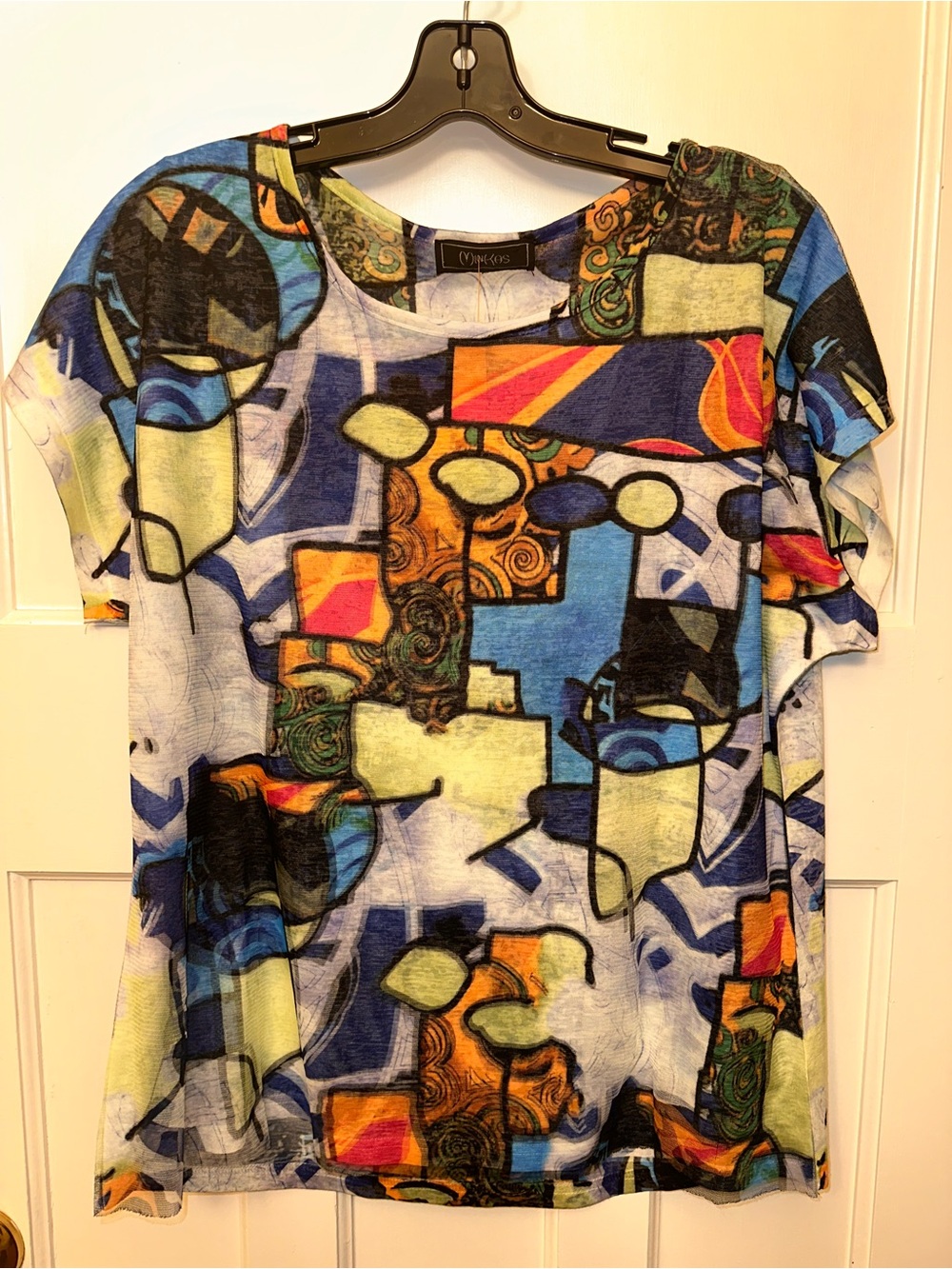⭐️ Minkas CL Multicolor Geometric Print Short Sleeve Top
